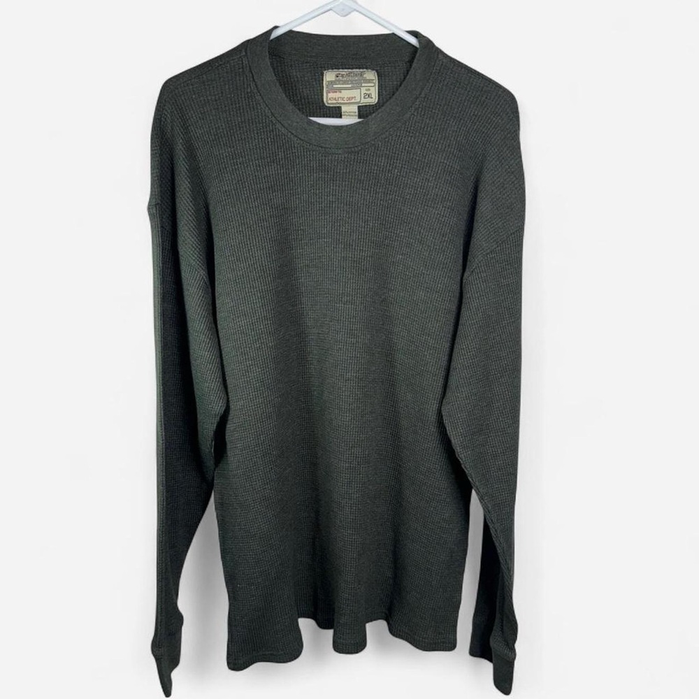 Big Ball Sports Gray Waffle Knit Thermal Shirt 2XL Long Sleeve